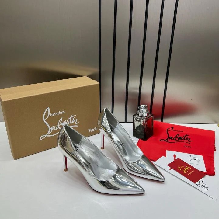 HOME | KOSMICKS | ONLINE BRAND STORE | 2026 43 Christian Louboutin Miss Iriza 10 Silver Z Heels Patent With Box Dust Cover W53 Silver