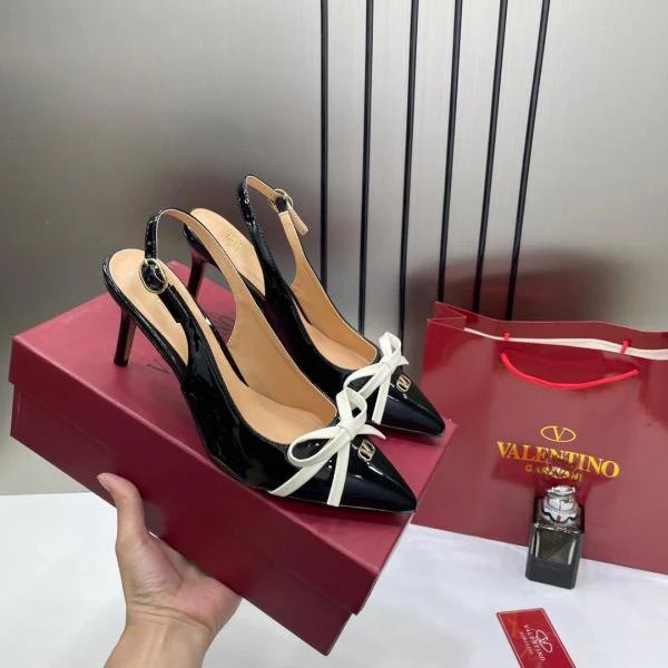 HOME | KOSMICKS | ONLINE BRAND STORE | 2026 46 Valentino Elegant Womens Black Back Belt Leather With White Knot With OG Box & Carry Bag H-1 Black