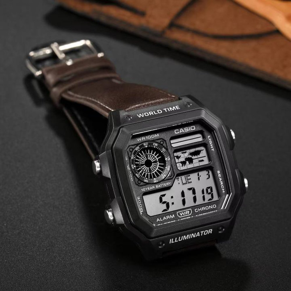 Casio AE-1200 illuminator Coffee Brown | 10-Year Battery & World Time