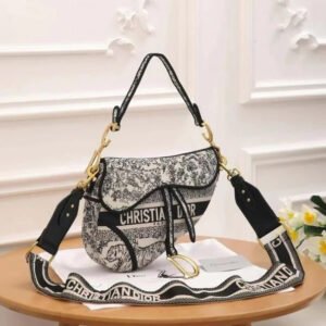 19 Dior Saddle Black Toile de Jouy
