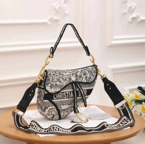 19 Dior Saddle Black Toile de Jouy