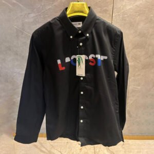 LACOSTE BLACK FRONT PRINTED SHIRT