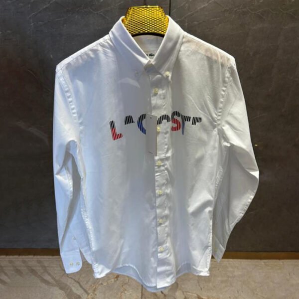 LACOSTE FRONT PRINTED WHITE PREMIUM SHIRT