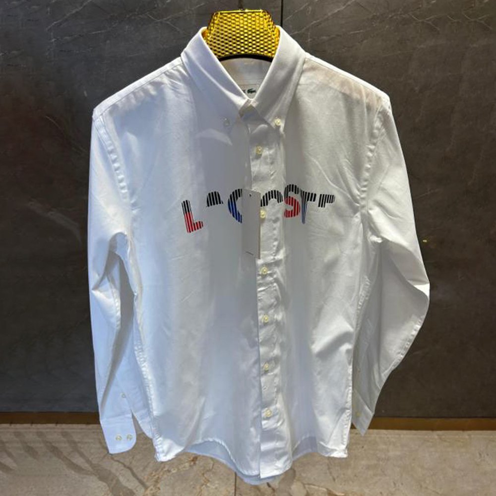 HOME | KOSMICKS | ONLINE BRAND STORE | 2026 117 LACOSTE FRONT PRINTED WHITE PREMIUM SHIRT