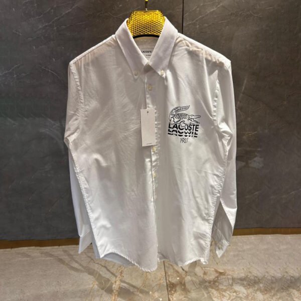 LACOSTE WHITE SIDE PRINTED PREMIUM SHIRT