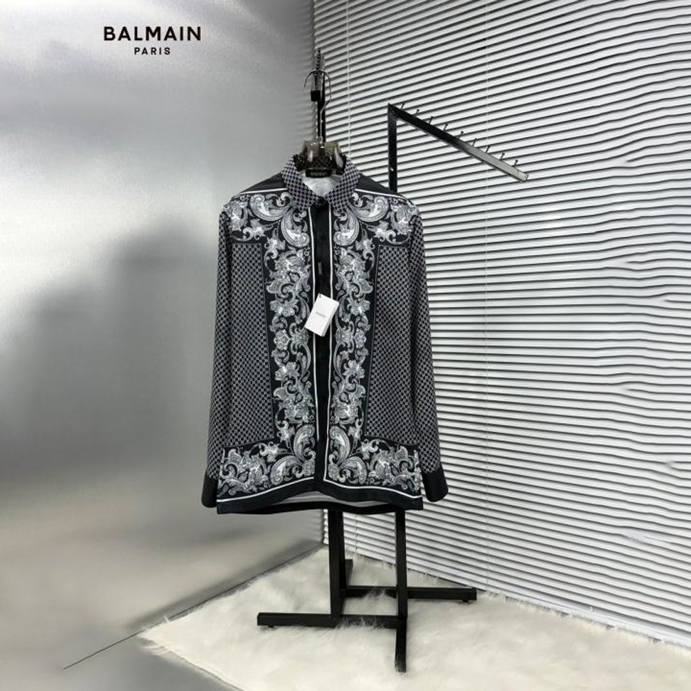 HOME | KOSMICKS | ONLINE BRAND STORE | 2026 103 BALMAIN BLACK BANDANA FULL FRONT BACK PRINTED SHIRT WITH BOX