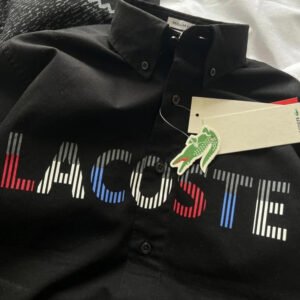 LACOSTE BLACK FRONT PRINTED SHIRT