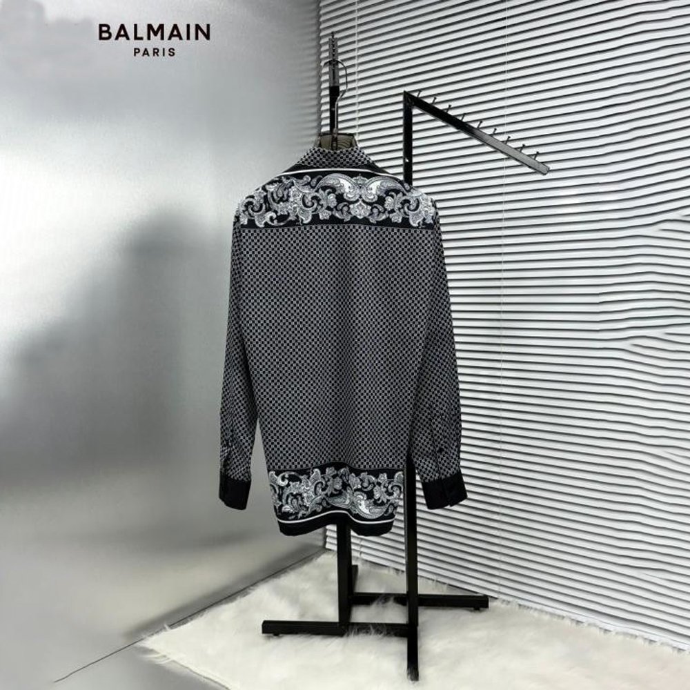 HOME | KOSMICKS | ONLINE BRAND STORE | 2026 104 BALMAIN BLACK BANDANA FULL FRONT BACK PRINTED SHIRT WITH BOX